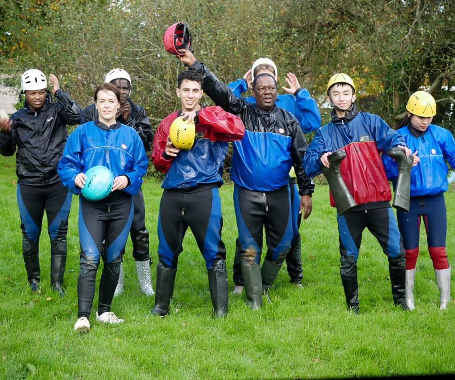 A grouth of youths who have been rafting